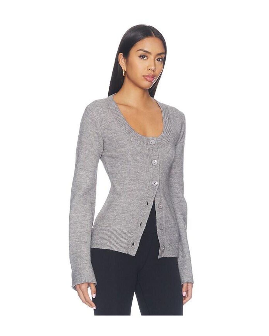 superdown Gray Amelie Button Front Sweater