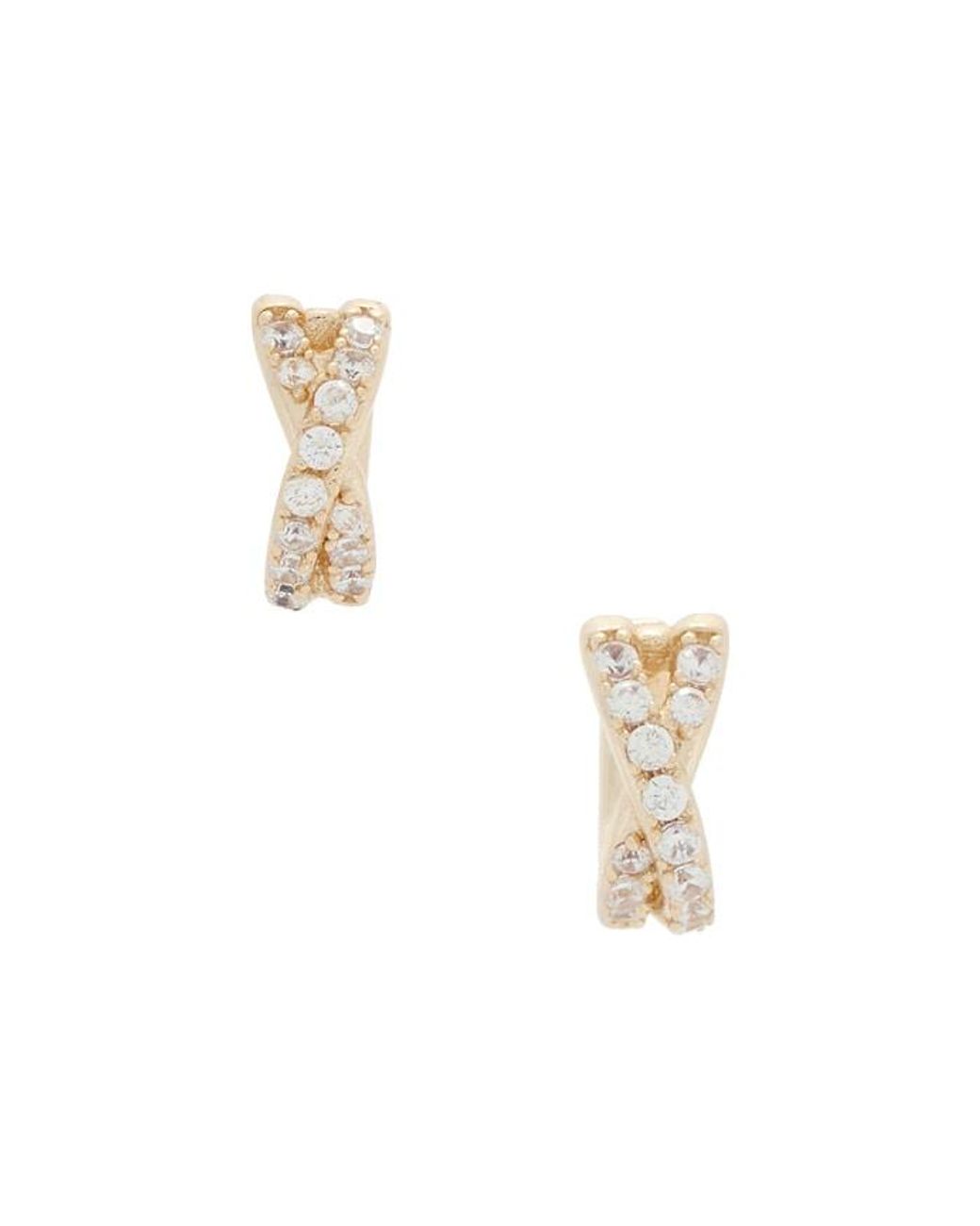 Shashi White Staci Pave Huggies Earrings