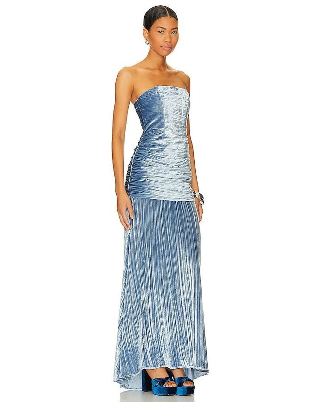 house of harlow blue and white dress 1960 X Revolve Benicia Gown in Harlow 1960
