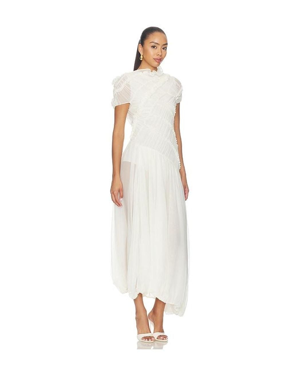 Magda Butrym White Sheer Asymmetrical Dress