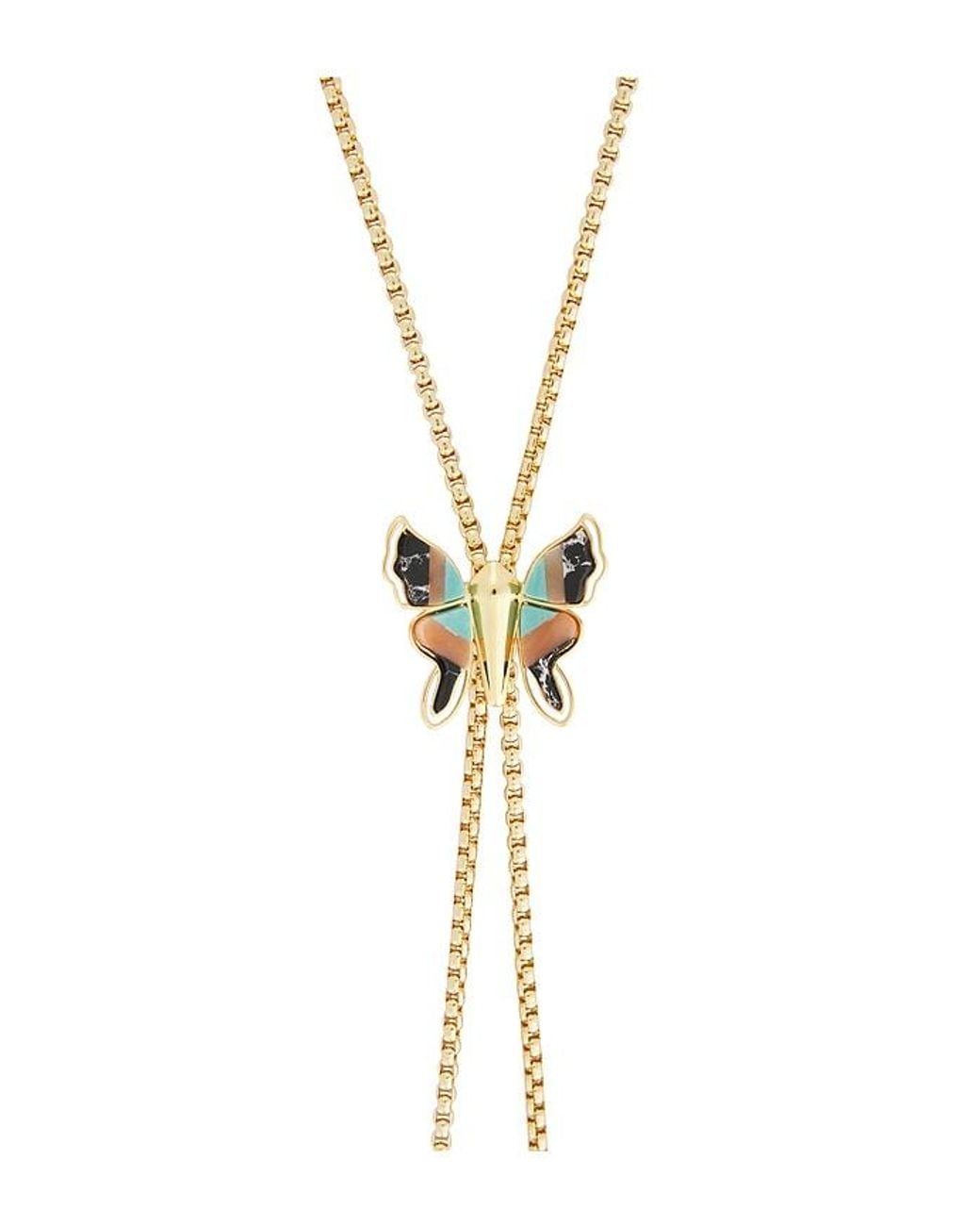 Lele Sadoughi Blue Wild Butterfly Bolo Necklace