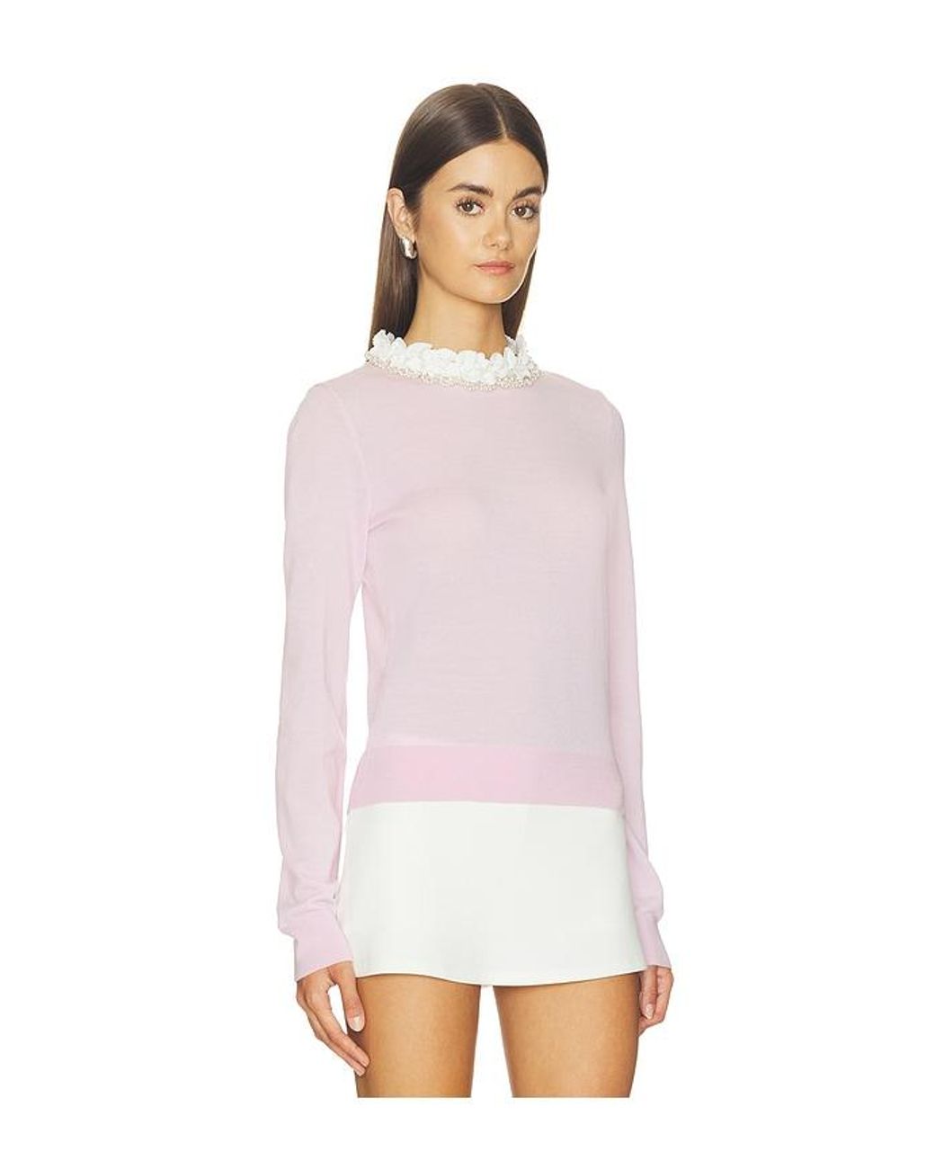 Self-Portrait White Flower Light Knit Jumper