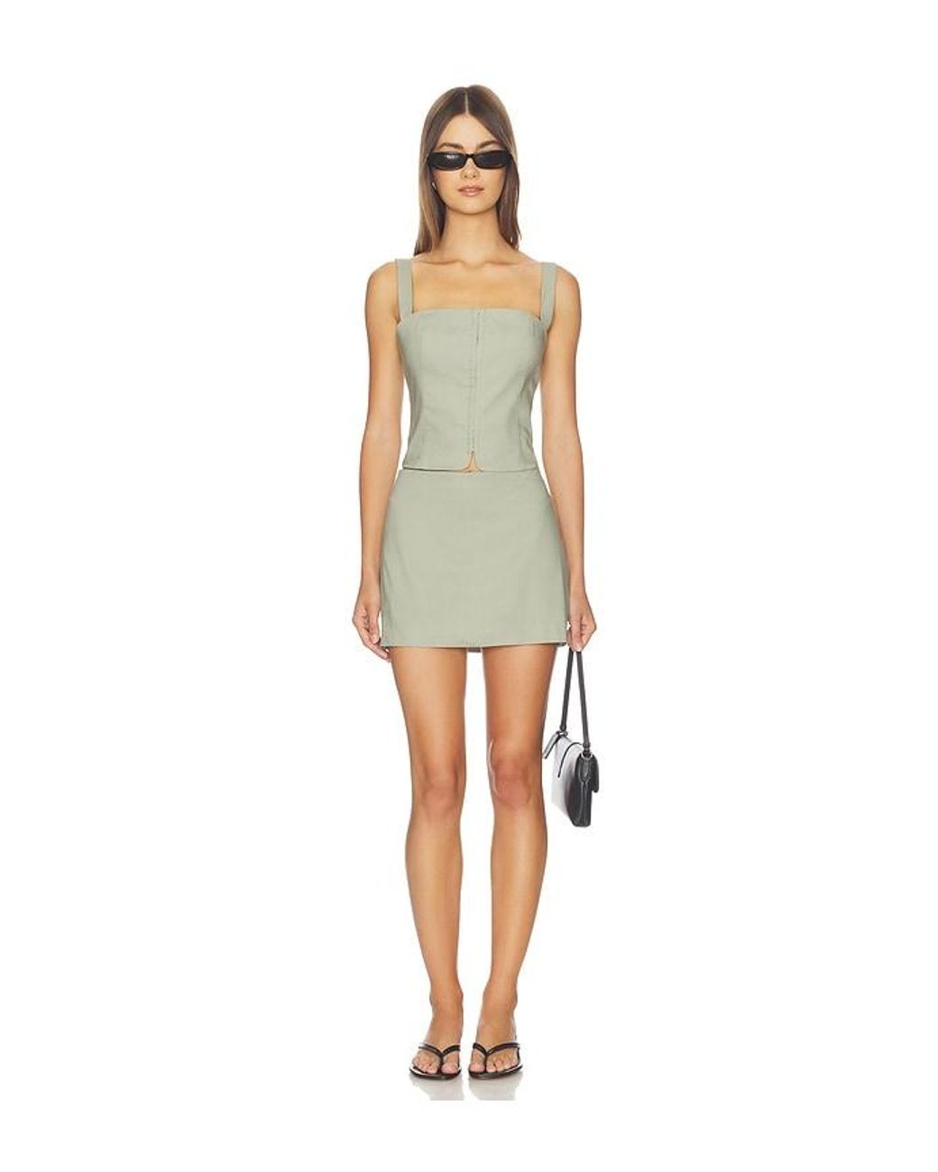 GOOD AMERICAN Green The Linen Corset Top