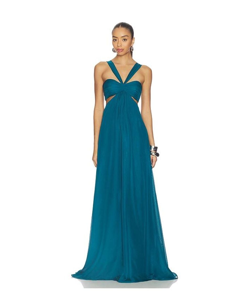 retroféte Blue Meira Chiffon Dress