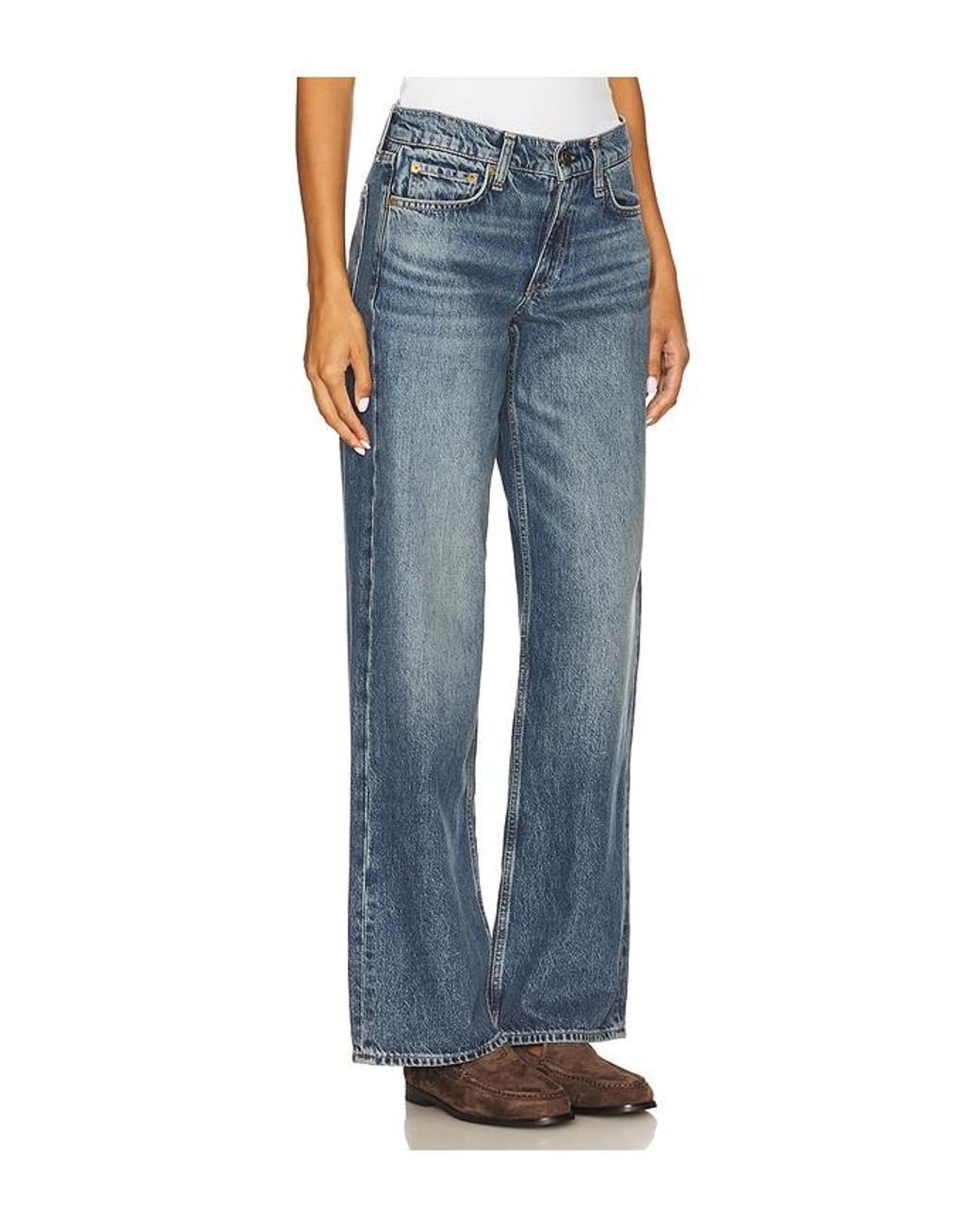 Rag & Bone Blue Cam Low Rise Relaxed Straight Jeans