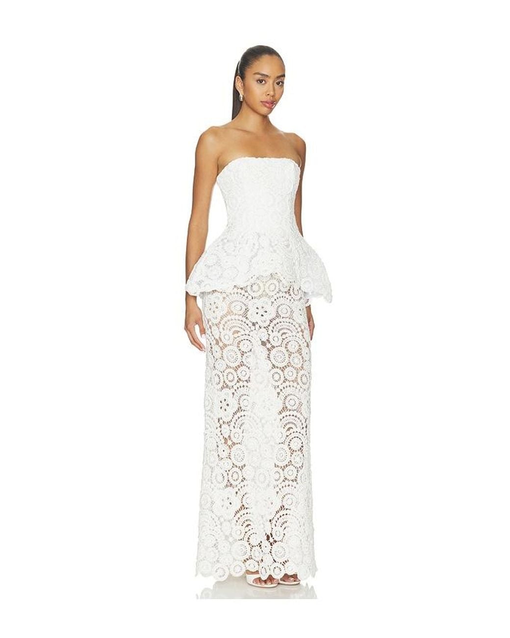 PATBO White Gal Embroidery Peplum Maxi Dress