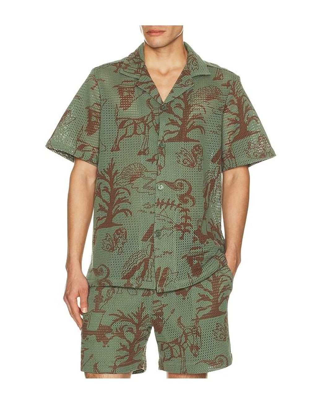 Oas Green Poplan Cuba Shirt for men
