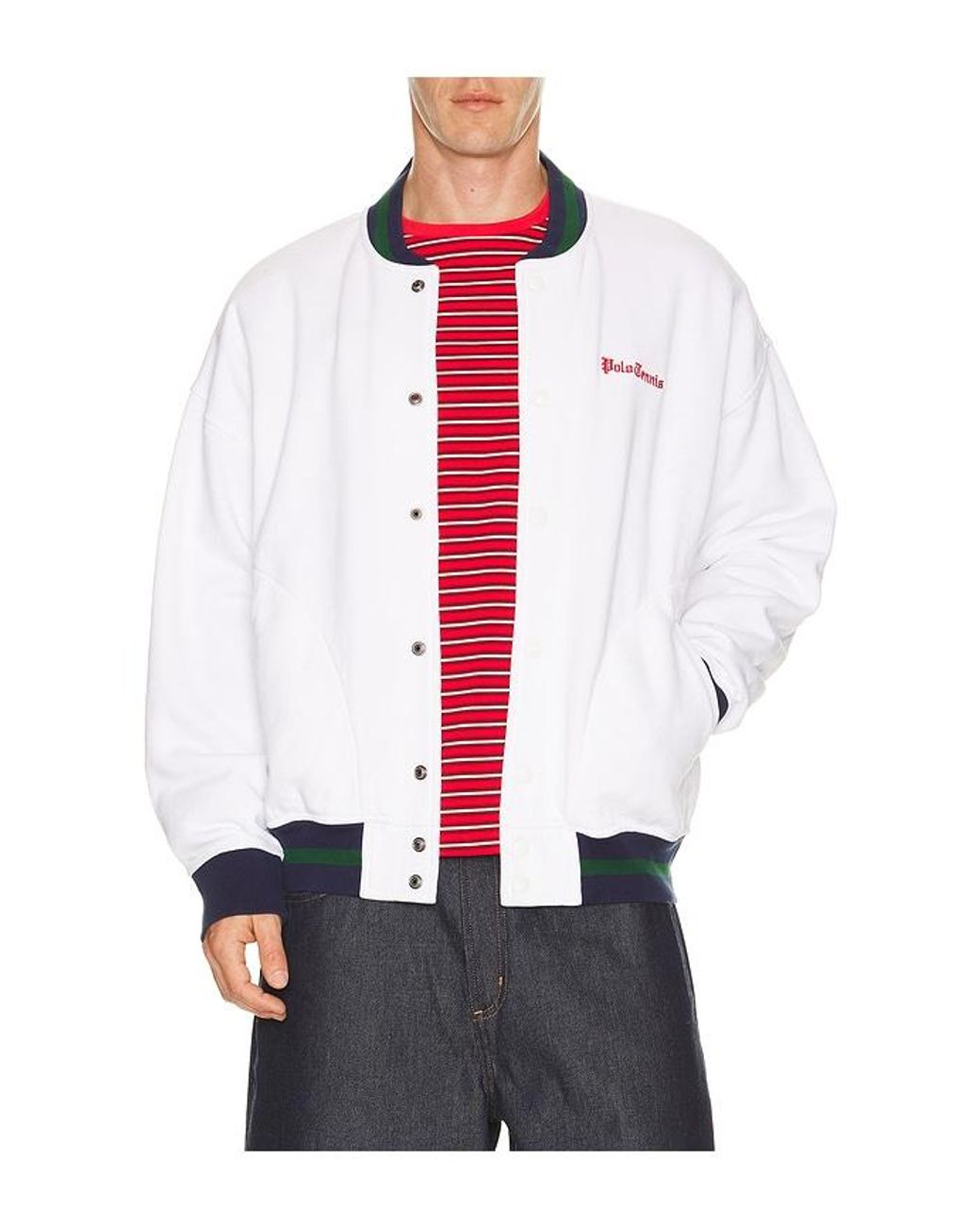 Polo Ralph Lauren White Tennis Baseball Jacket for men