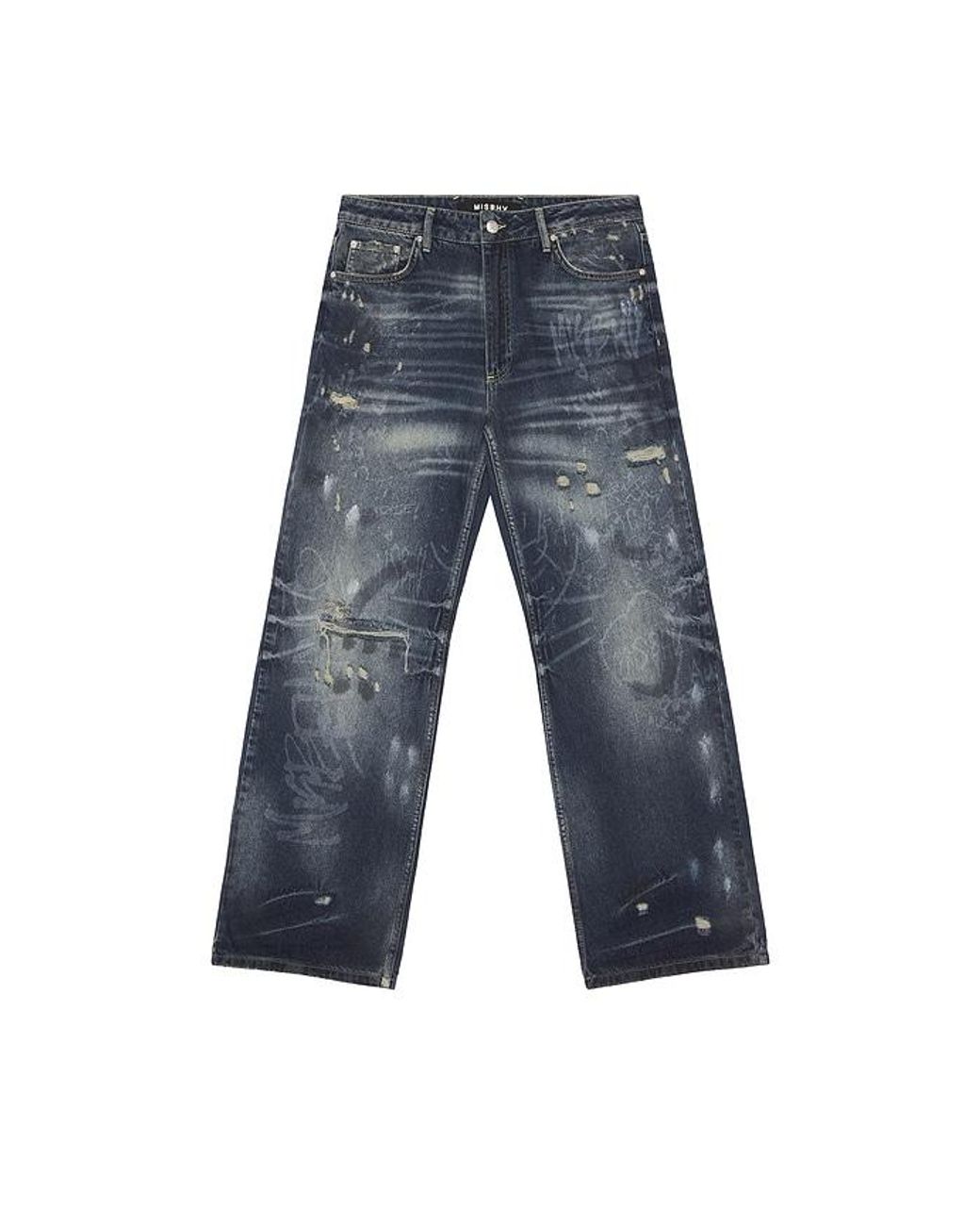 M I S B H V Blue Laser Tagged Denim Jeans for men