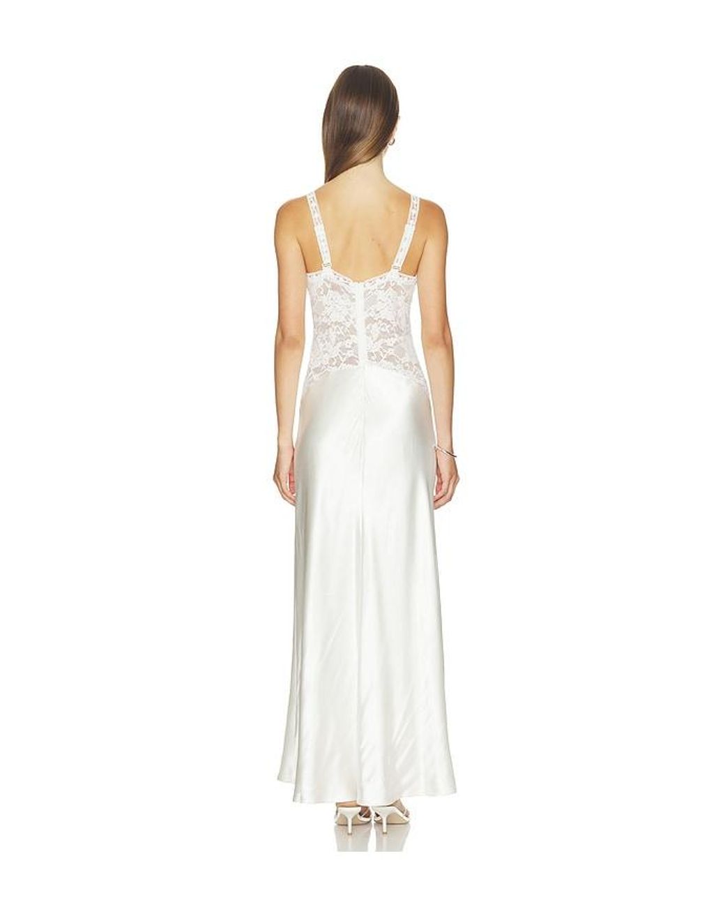 Generation Love White Milena Lace Combo Liquid Satin Maxi Dress