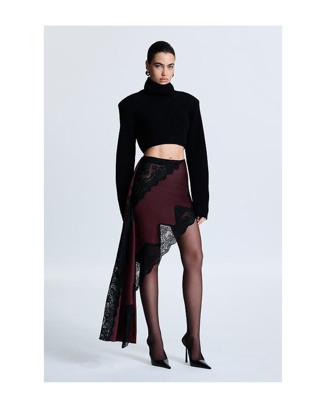 REVOLVE LOS ANGELES Black Roseline Asymmetric Skirt