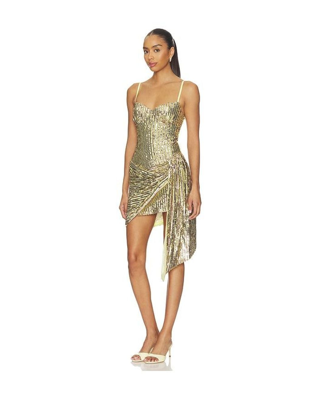Area Natural Wrapped Sequin Mini Dress