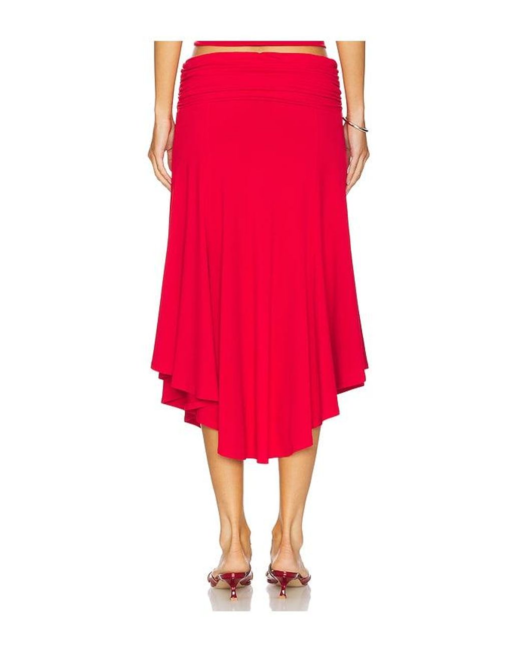 GUIZIO Red Soffiano Skirt