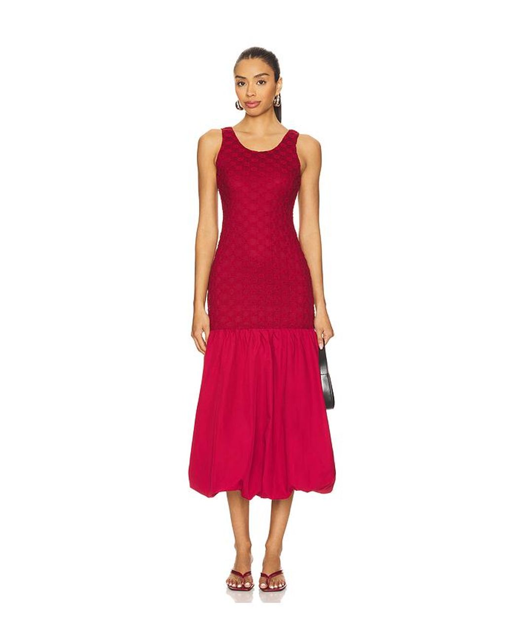 Bardot X Revolve Melody Lace Poplin Maxi Dress in Red