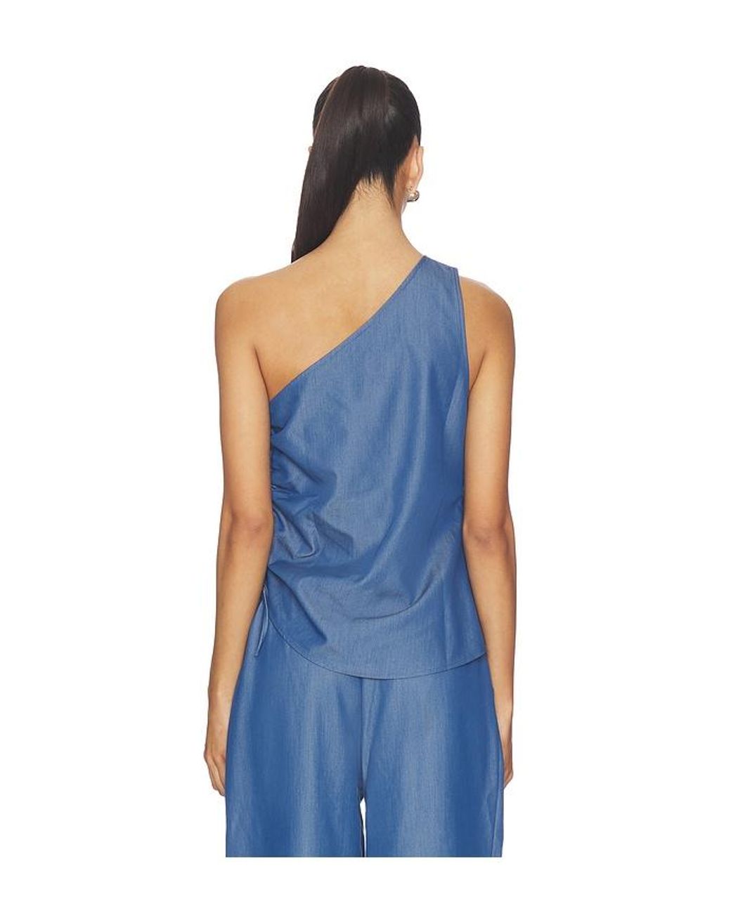 LNA Blue Neela One Shoulder Top