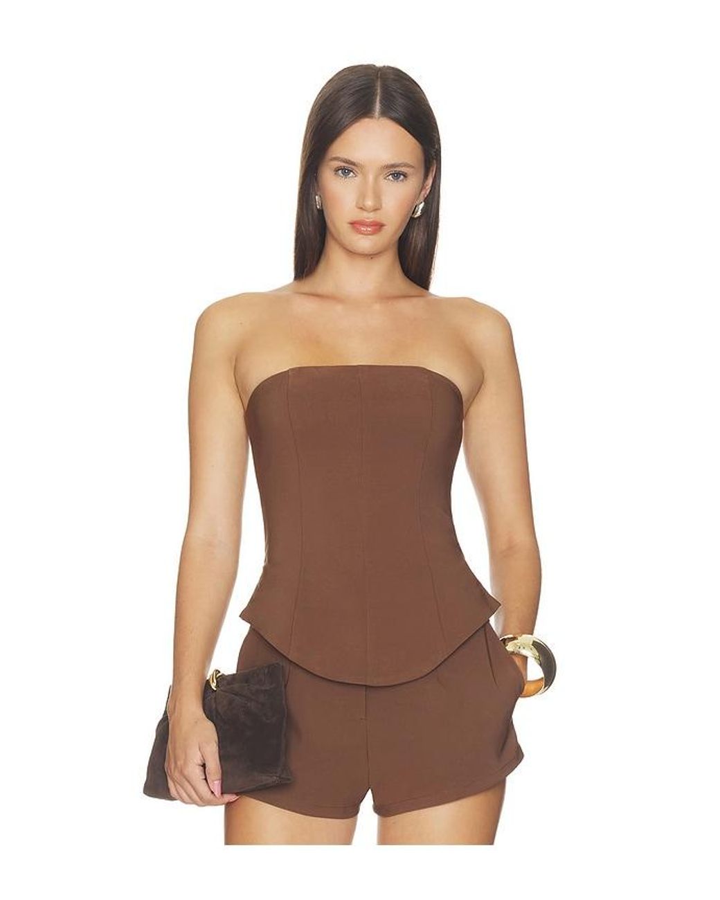 ALL THE WAYS Brown Harlem Strapless Top