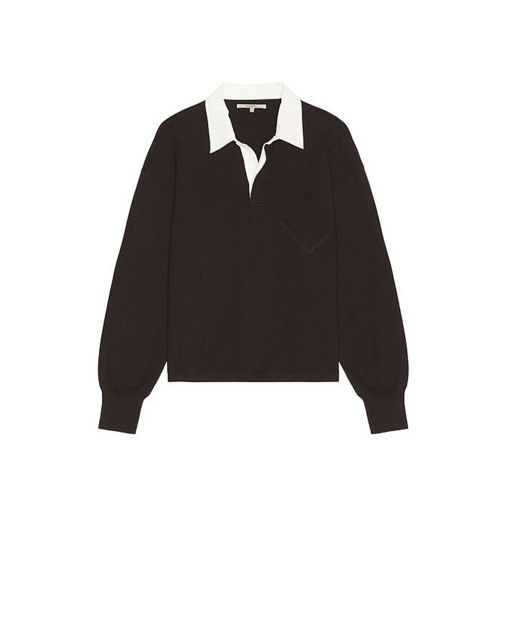 Hudson Black Long Sleeve Contrast Polo for men
