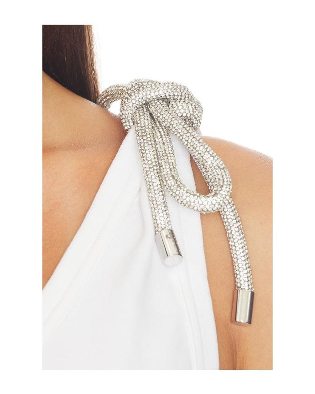 Area White Crystal Knot Tank Top
