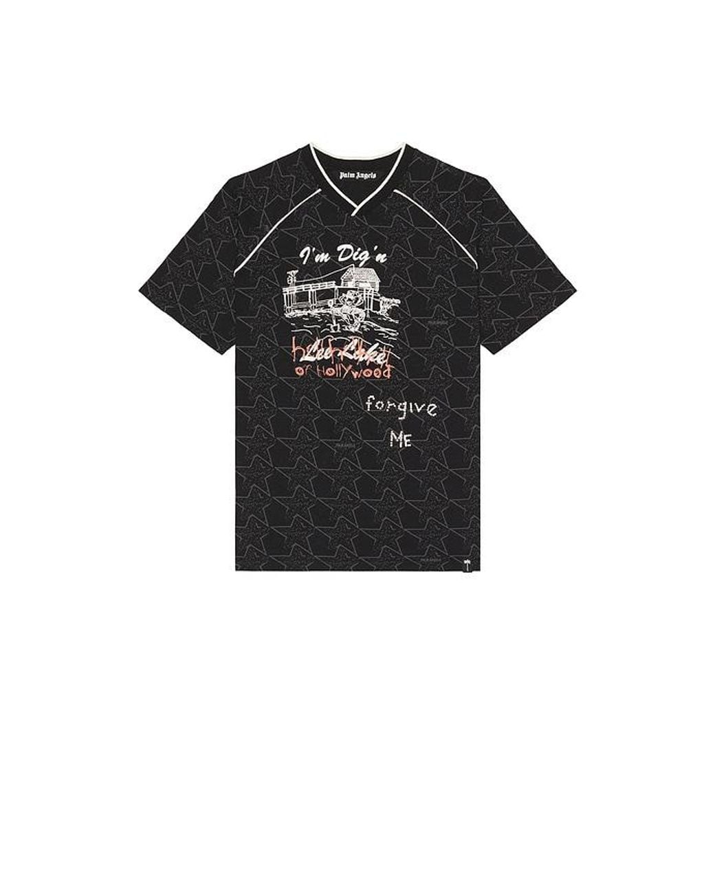 Palm Angels Black Starry Palm Allover Tee for men