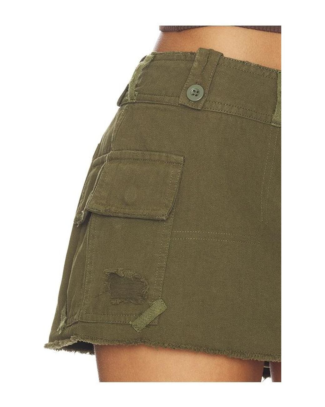 GUIZIO Green Cargo Mini Skirt