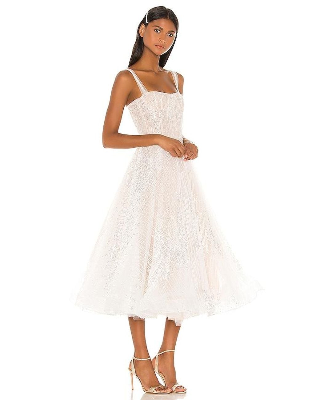 Bronx and Banco White Mademoiselle Bridal Midi Dress