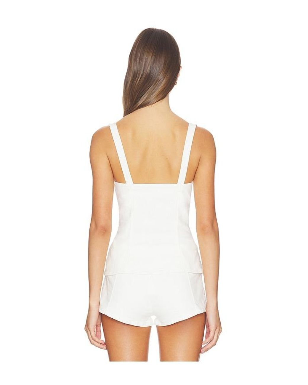 GOOD AMERICAN White Sleeveless Button Front Denim Top