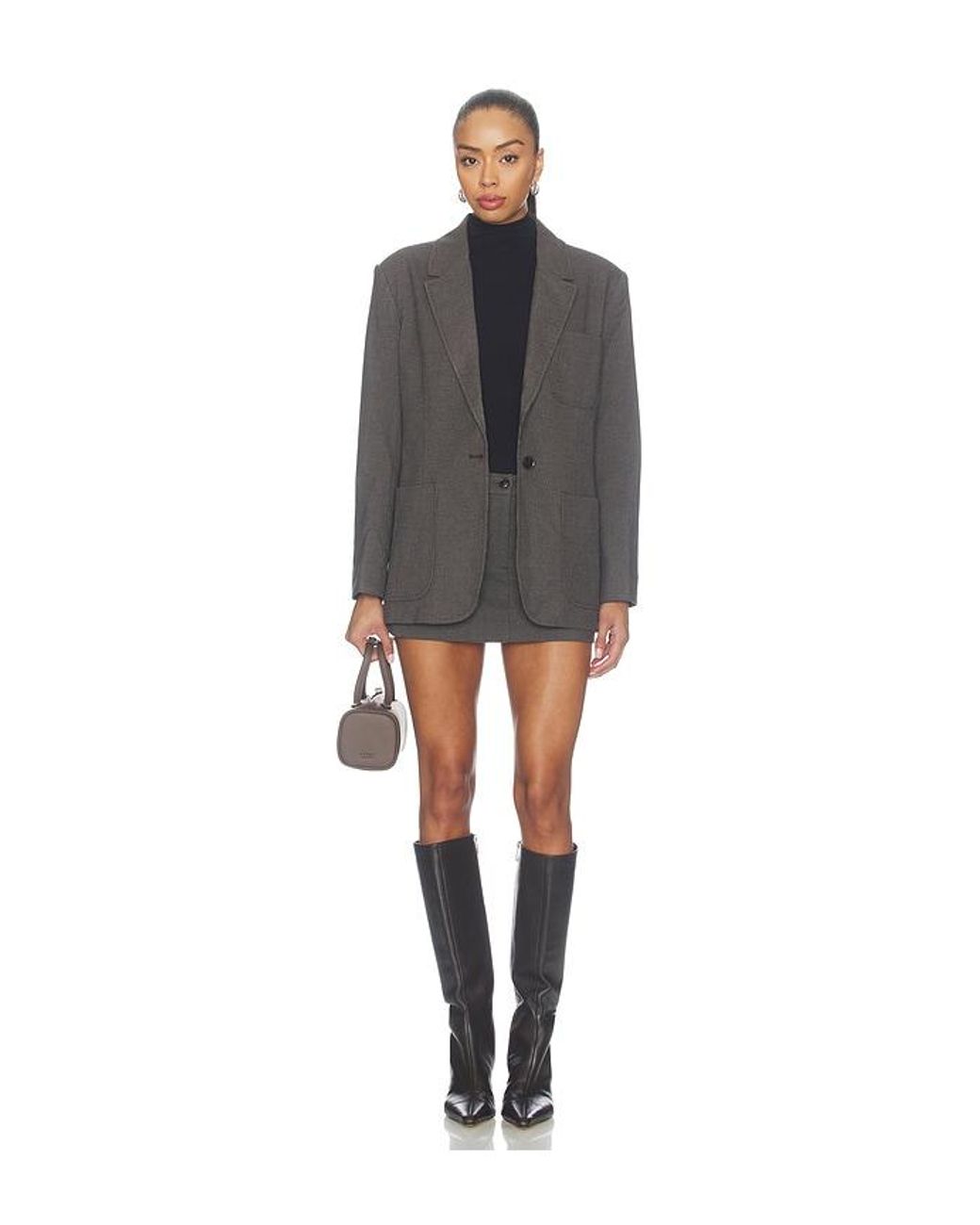 GOOD AMERICAN Gray The Trouser Mini Skirt