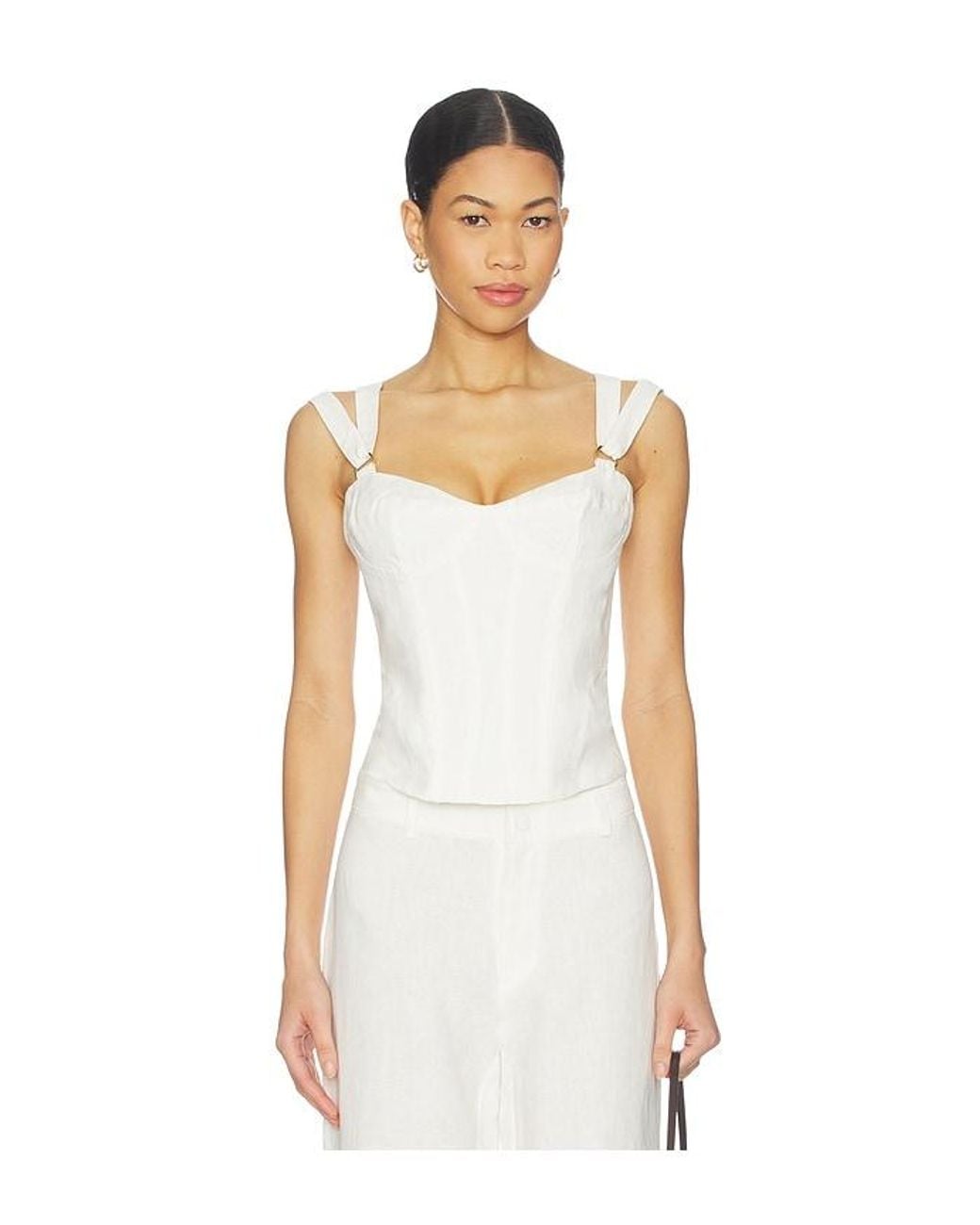 Bardot White Serafina Linen Corset Top