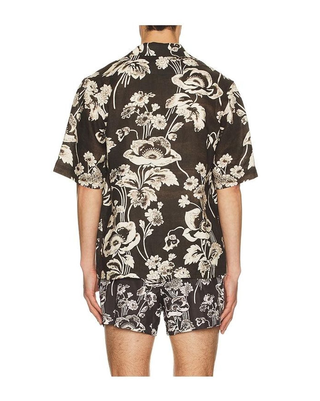 Commas Black Painted Peonies Bowling Shirt for men