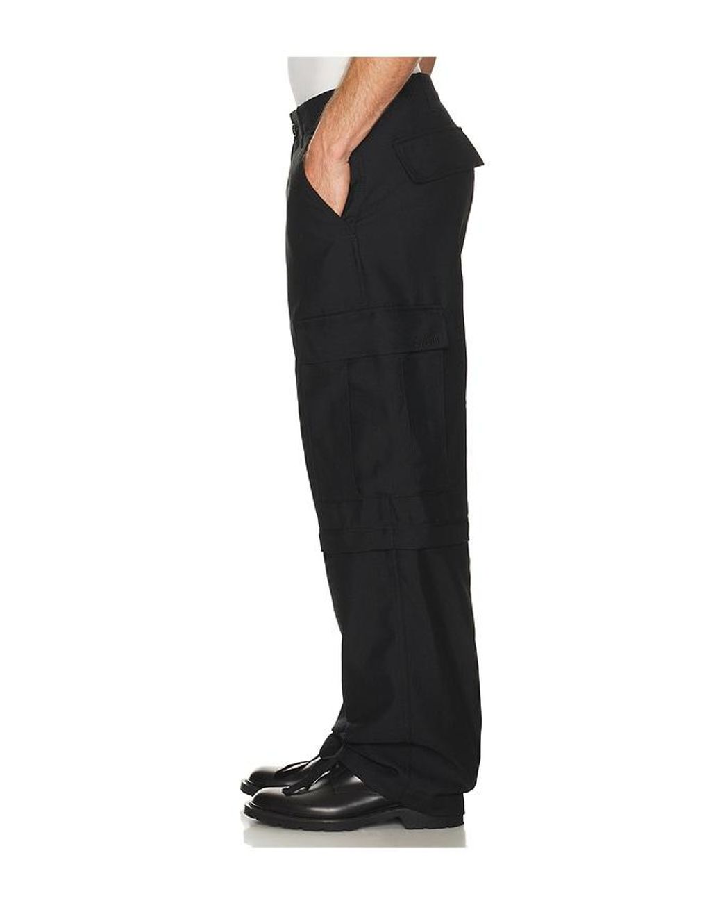 vowels Black Zip Off Cargo Pants for men