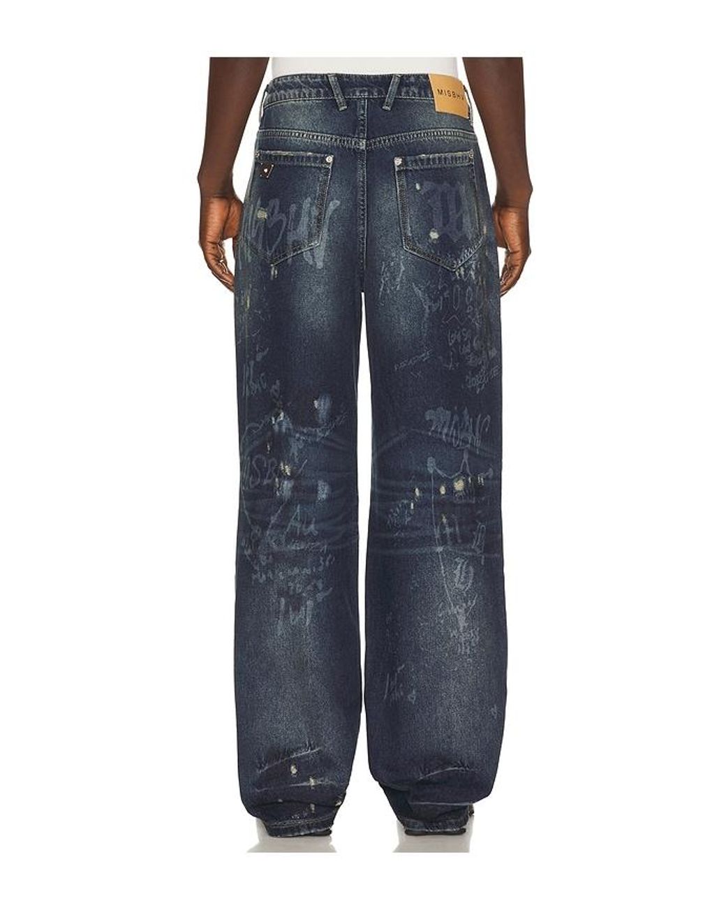 M I S B H V Blue Laser Tagged Denim Jeans for men