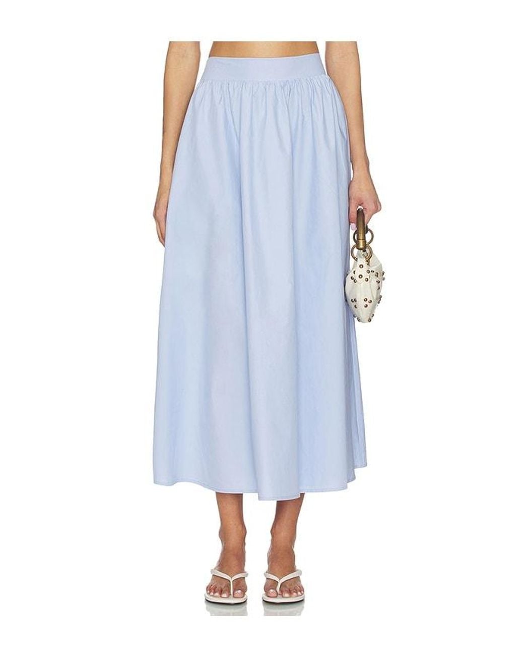 Susana Monaco Blue Poplin Midi Skirt