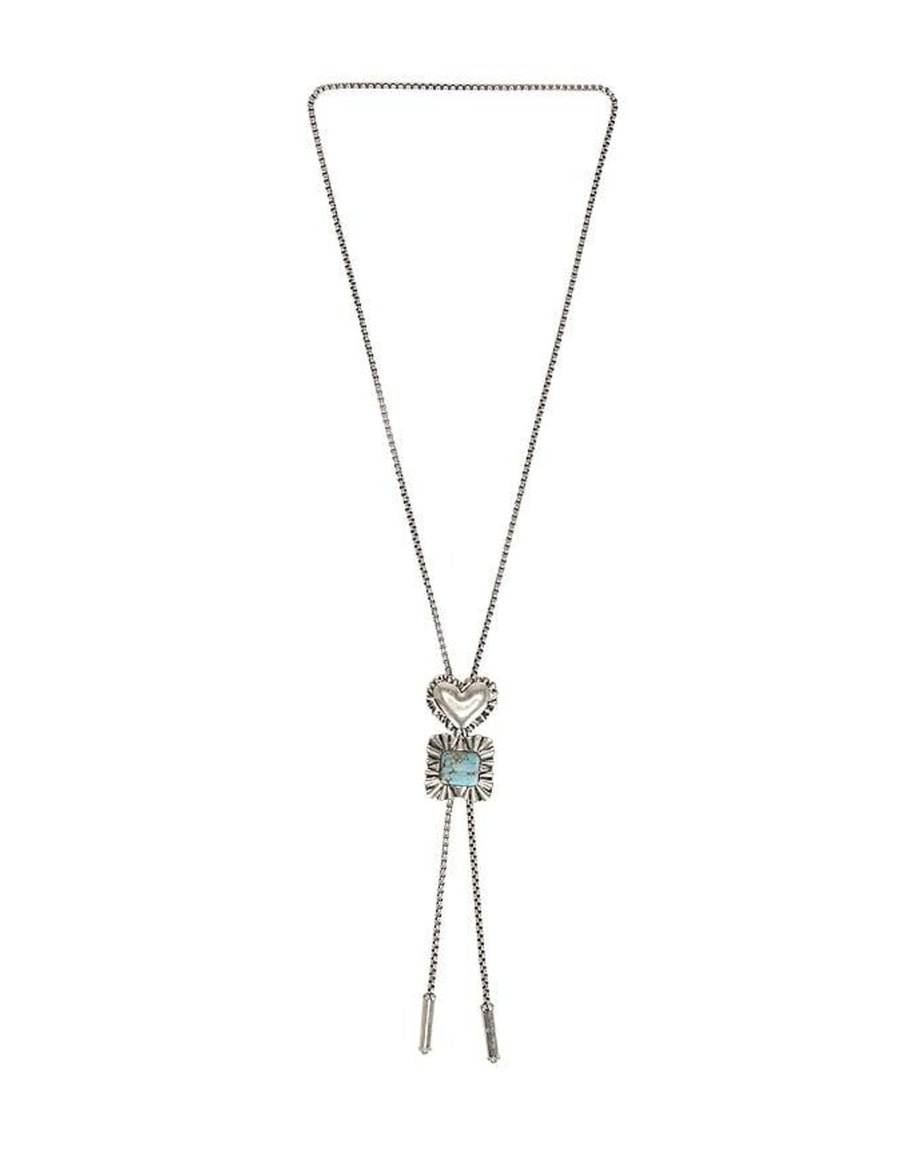 Lele Sadoughi Blue Ruffle Heart Bolo Necklace