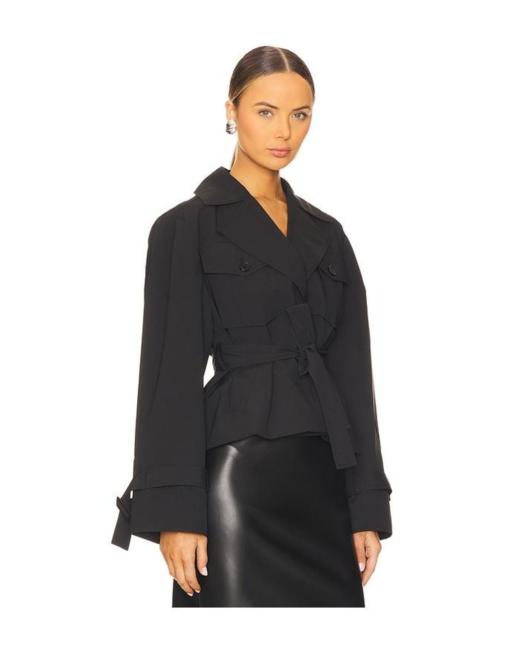 Lamarque Black Quinn Cropped Trenchcoat