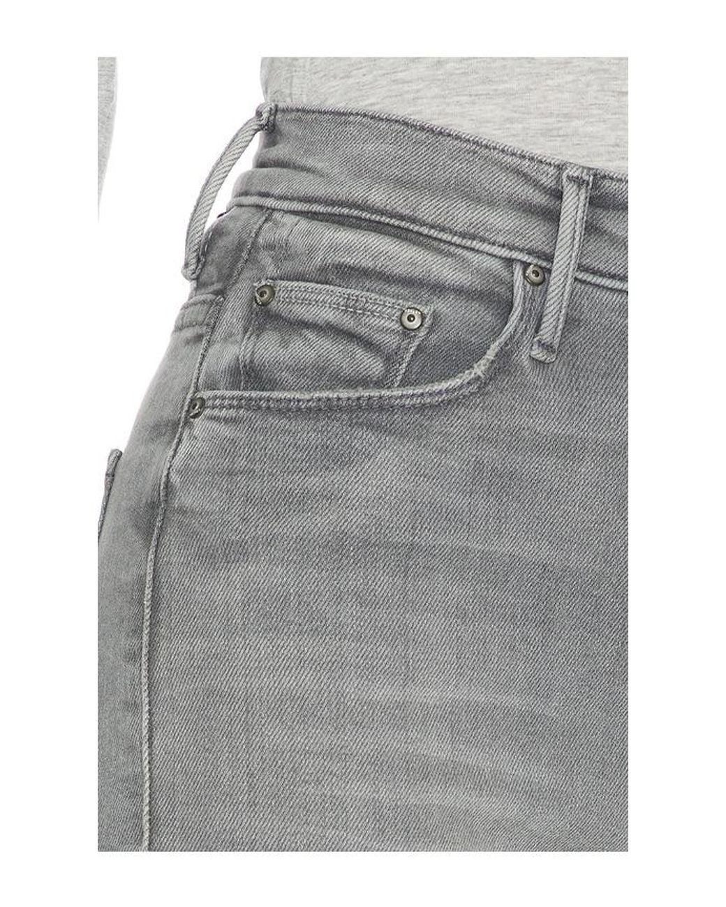 Mother Gray High Waisted Weekend Fray Jeans