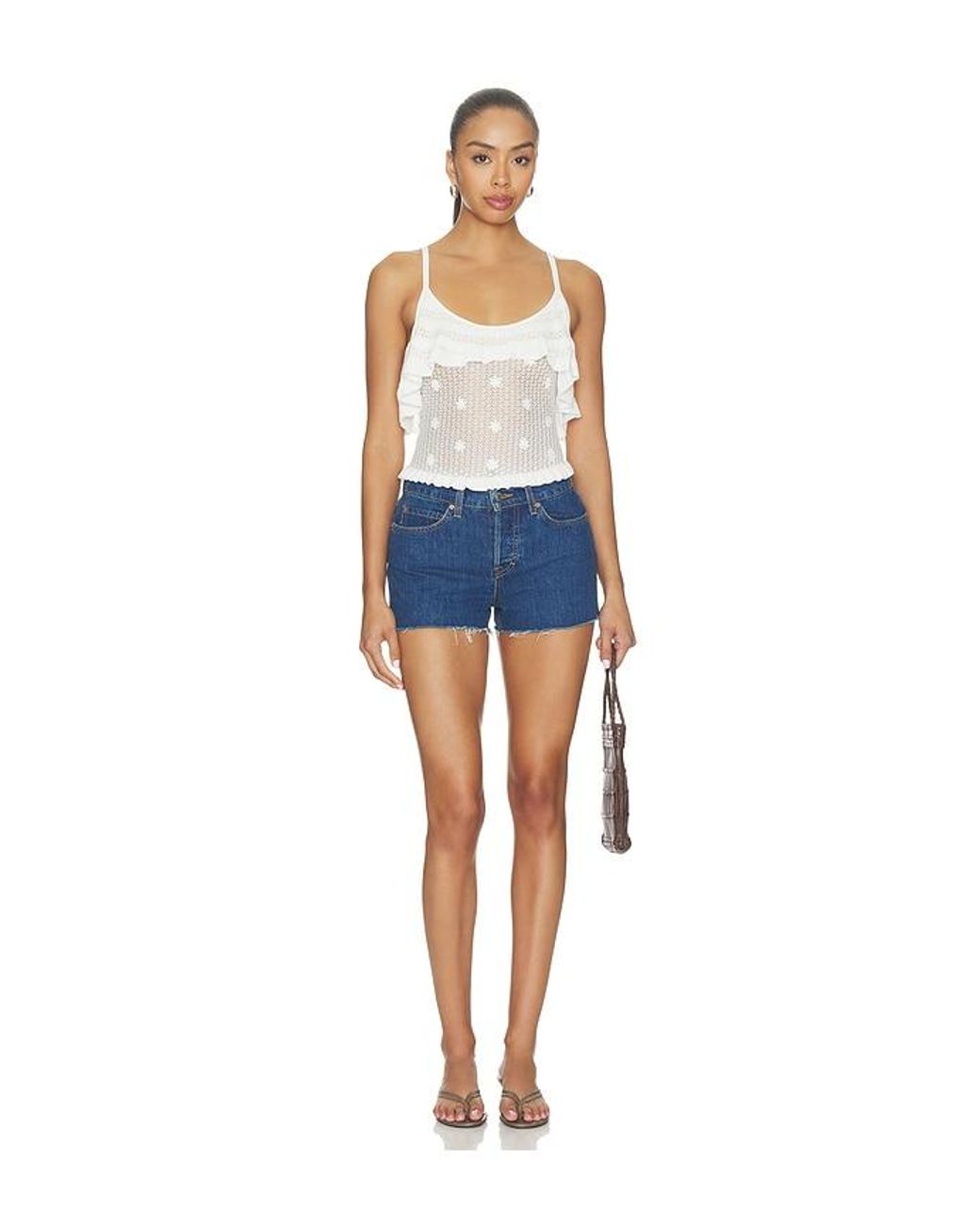 Lovers + Friends Blue Madalena Floral Embellished Tank