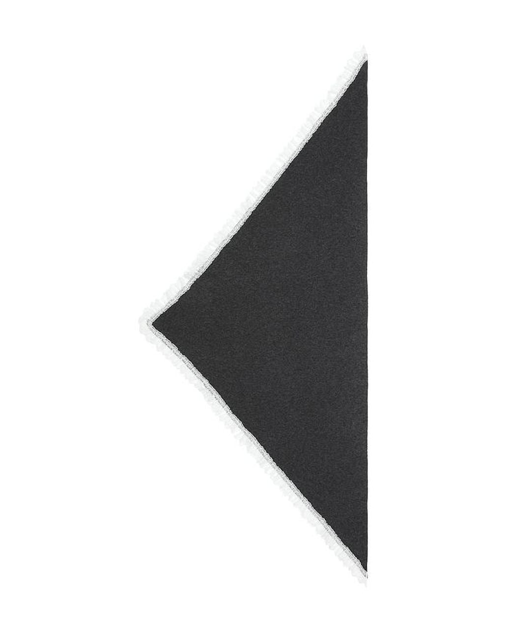 Ganni Black Wool Lace Triangular Scarf