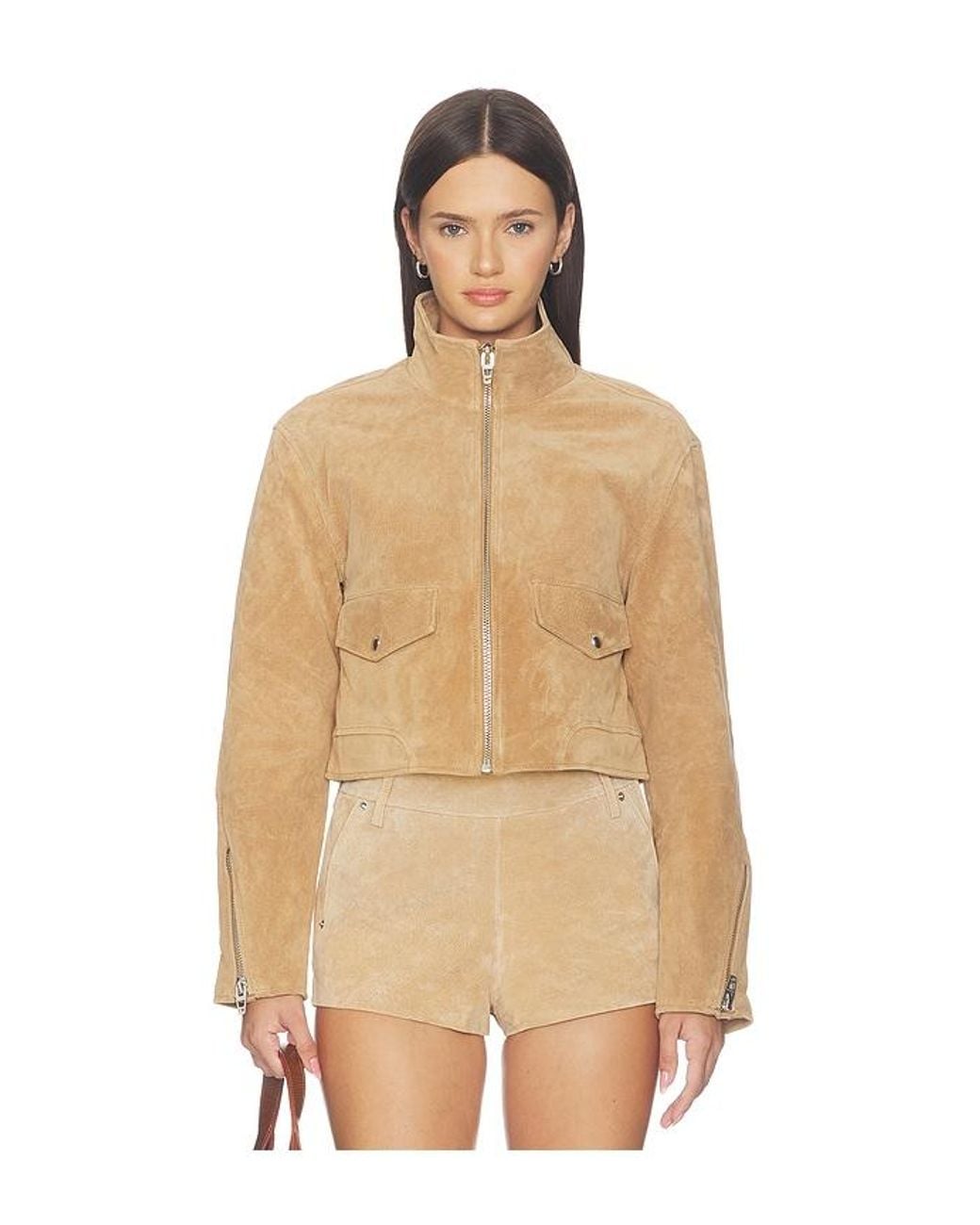 Blank NYC Natural Suede Moto Jacket