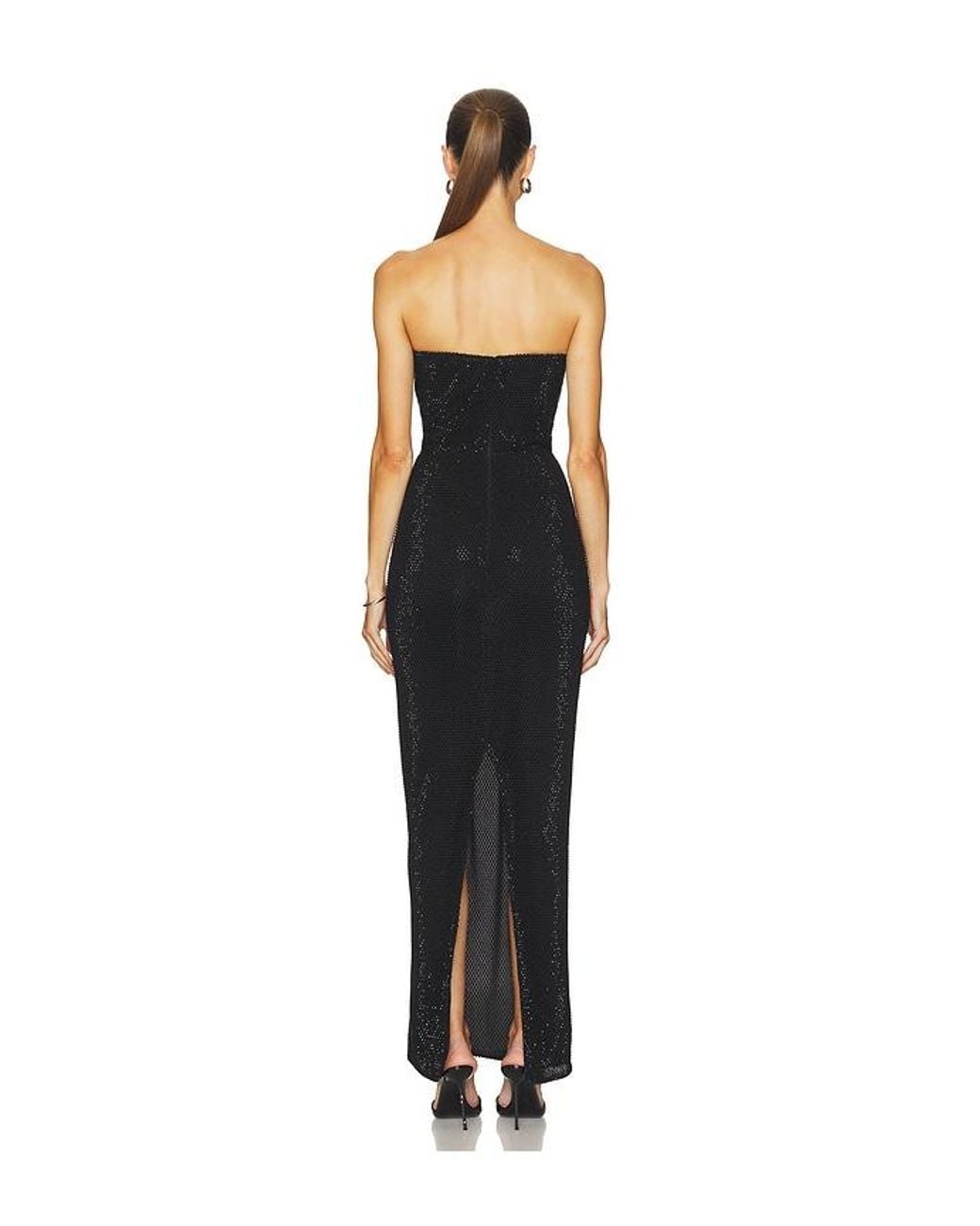 SAU LEE Black Vesper Crystal Gown