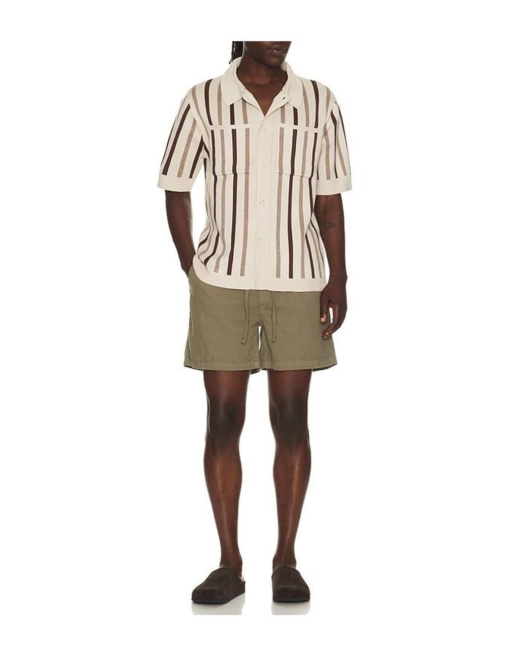 Central Park West Natural Rowan Striped Shirt for men