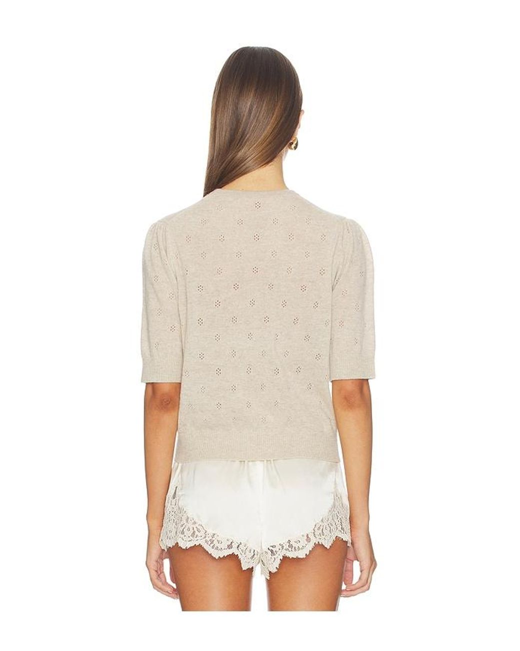 Citizens of Humanity White Raina Pointelle Short Sleeve Cardigan