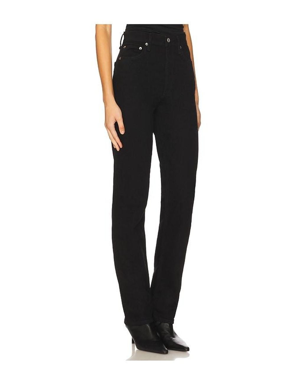 Agolde Black 90S Pinch Waist Long High Rise Straight Jeans