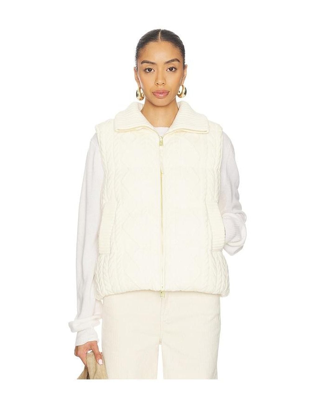 Varley White Irina Cable Knit Gilet