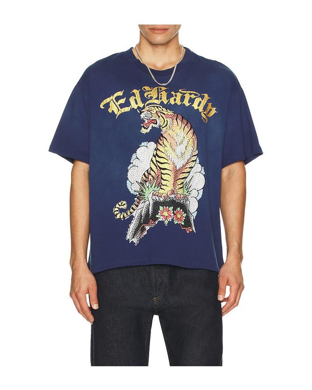 Camiseta Boxy Tiger Mountain En Color Azul Marino Talla (También En S, M) Ed Hardy de hombre de color Blue