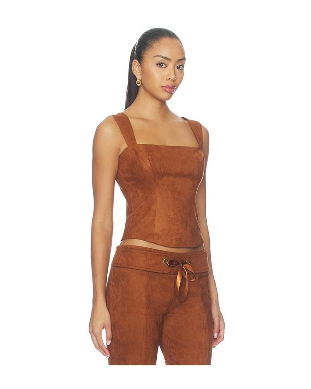 Amanda Uprichard Brown X Revolve Ceronne Suede Top