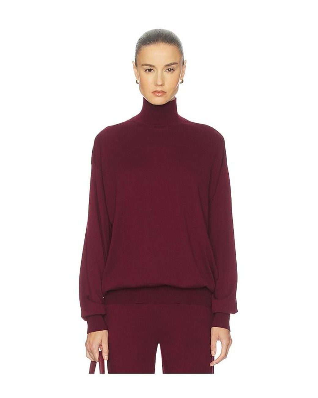 Helsa Red Madeira Oversized Turtleneck