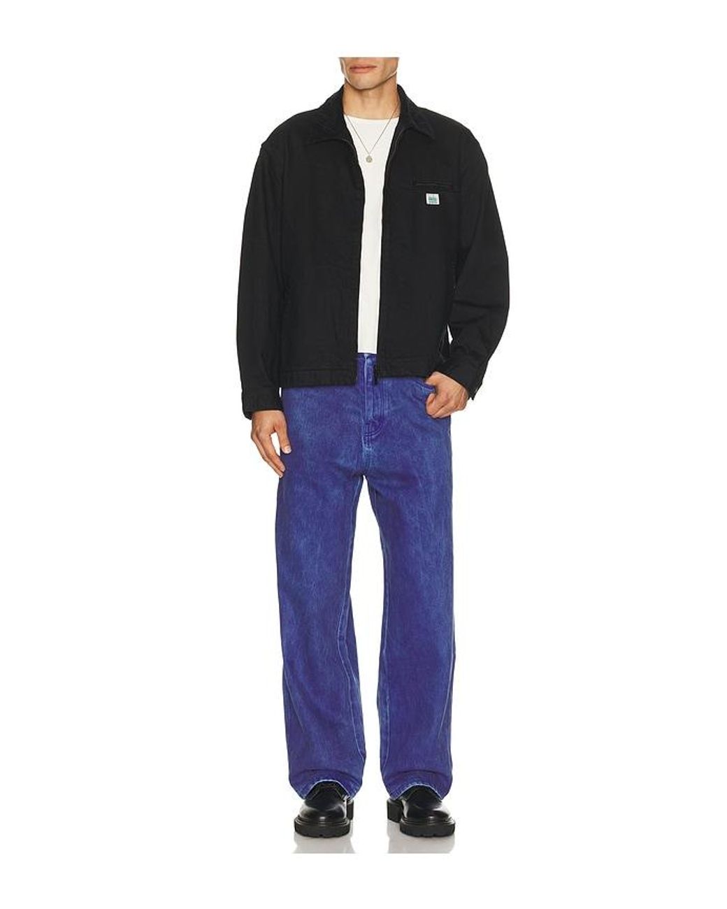 Pleasures Blue Spray Formula Baggy Jeans for men