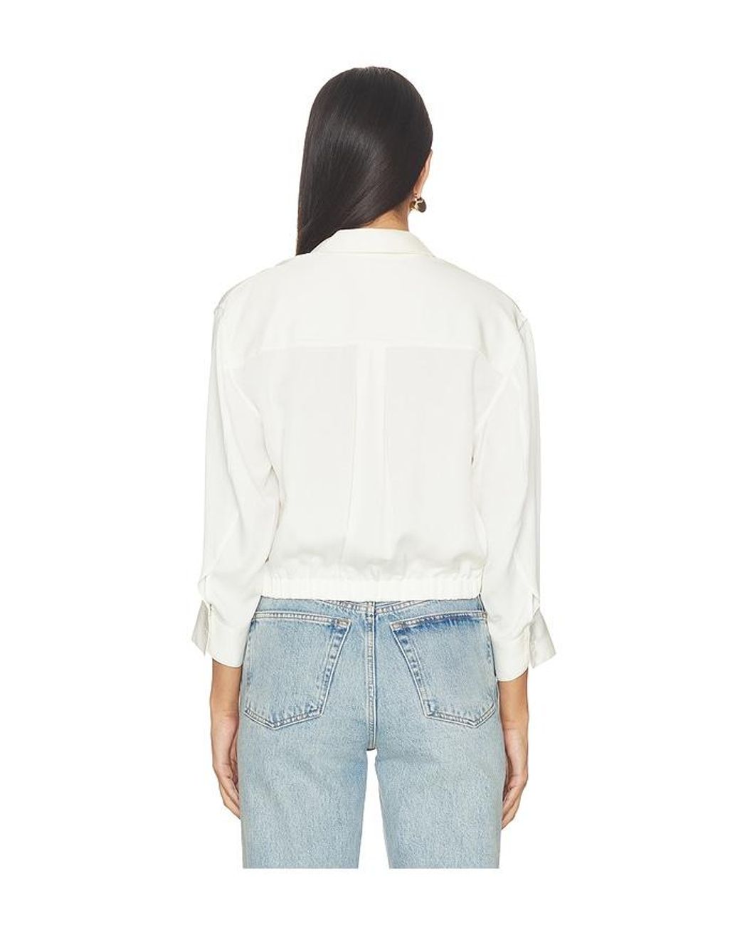 Theory White Quarter Sleeve Cropped Shirt
