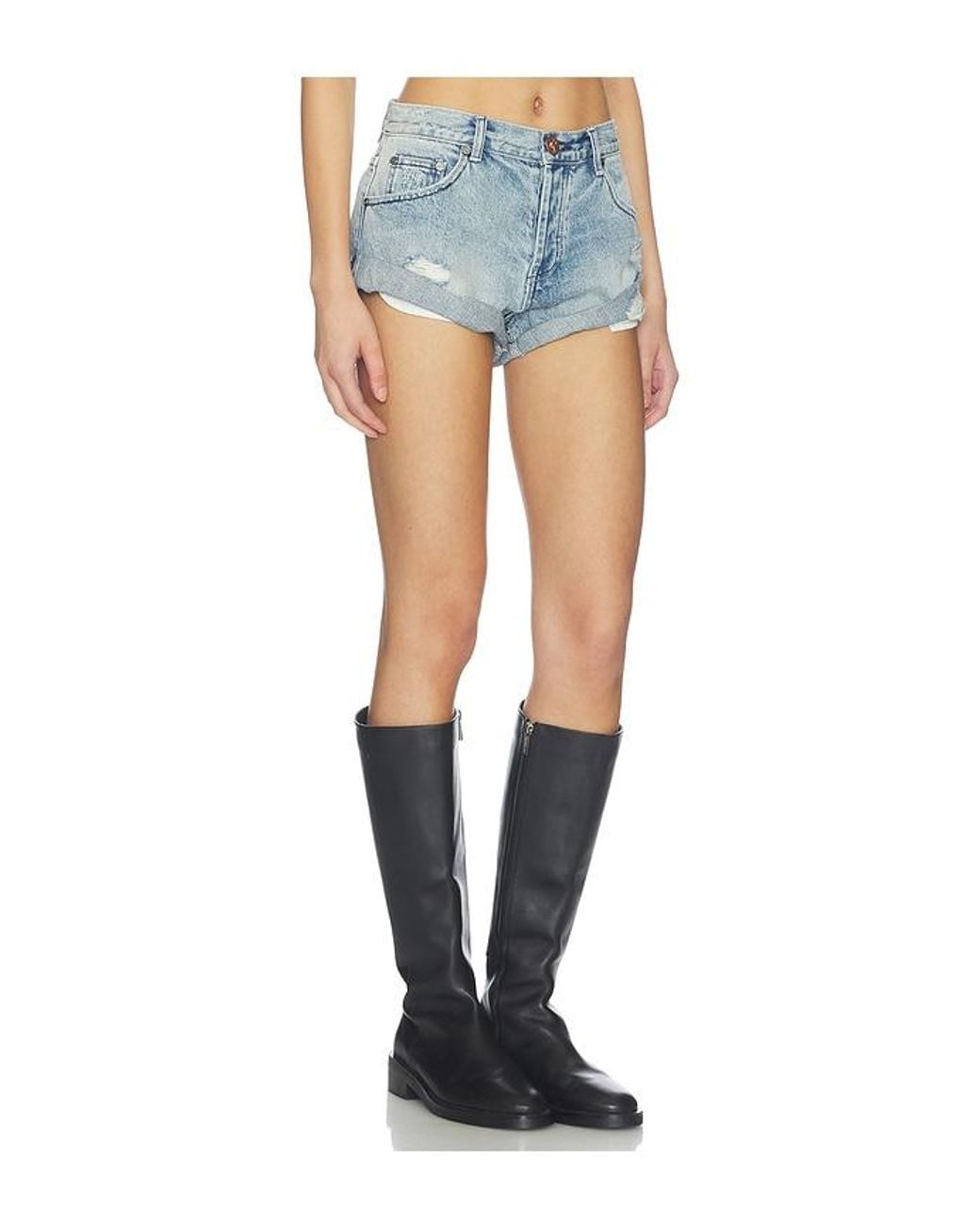 One Teaspoon Blue Messed Up Bandits Low Waist Denim Short