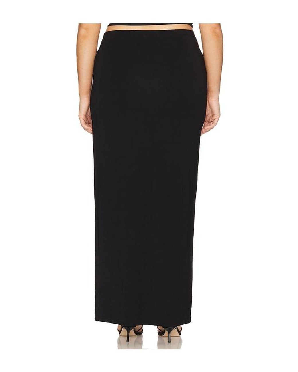 GOOD AMERICAN Black Stretch Jersey Maxi Skirt